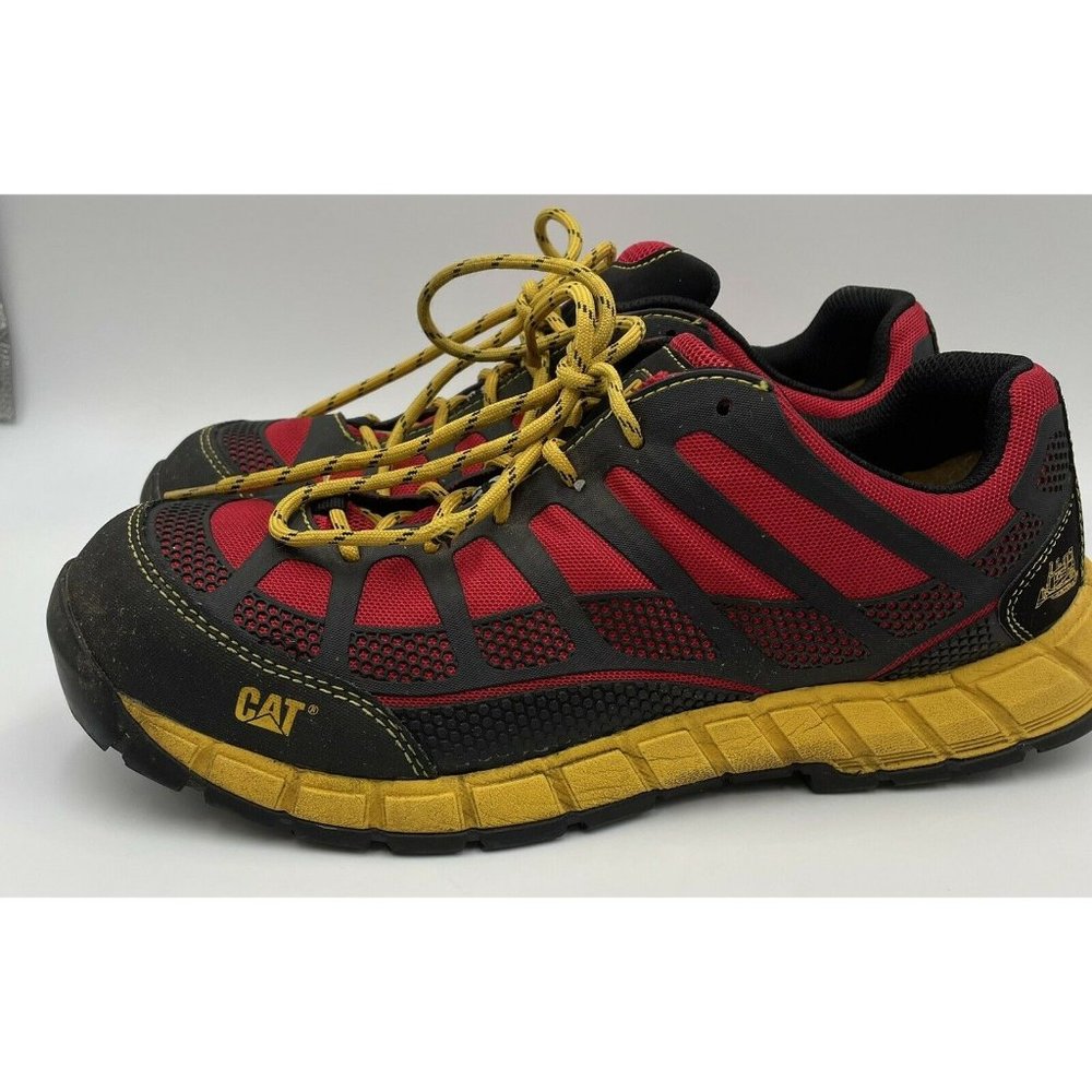 CAT Caterpillar Ergo Composite Toe Work Shoes Men’s Sz 11 1/2 M Red Black
